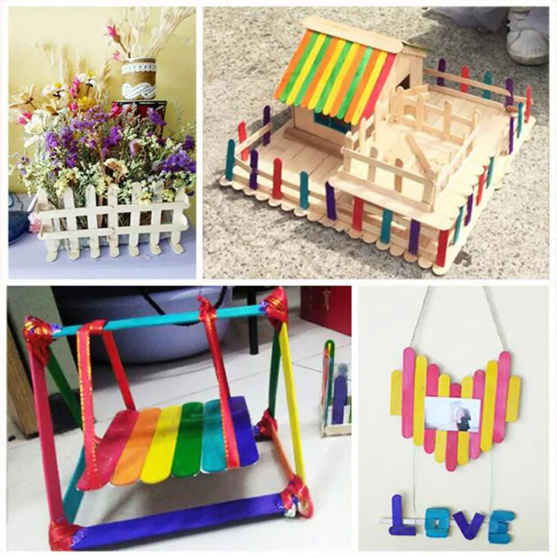 50 шт./компл. цветные деревянные палочки для мороженого из натурального дерева