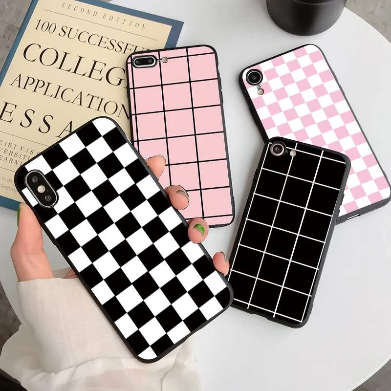 Чехол в клетку из ТПУ для Samsung Galaxy A11 A12 A21S A31 A41 A02 S A71 A51 A50 A70 A30 A40 A10 A32 A52 A72 A6 Plus M31 M30 M11 -