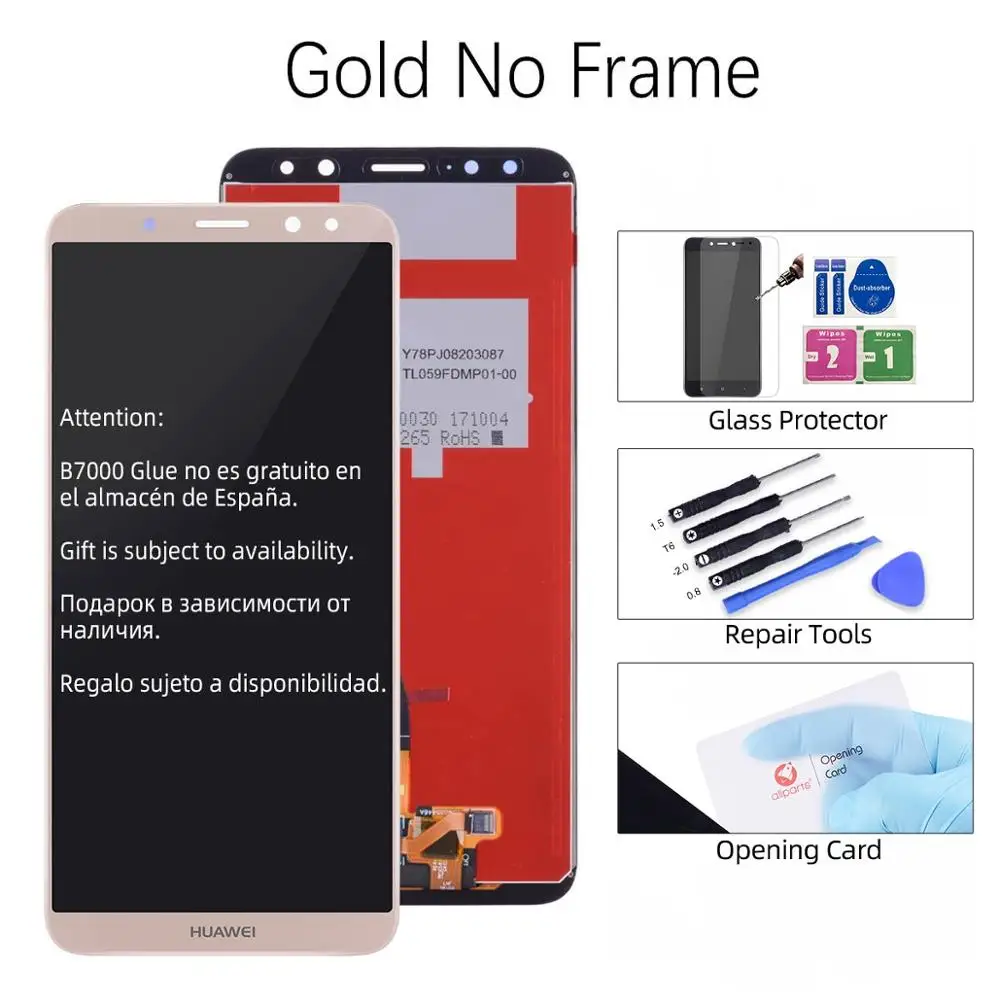 Дисплей для HUAWEI Mate 10 Lite LCD в сборе с тачскрином на рамке 5.9'' синий золото черный белый Nova 2i RNE-L21 - Цвет: Gold No Frame