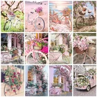 SHAYI DIY 5D алмазная живопись, романтика, цветок, велосипед, вышивка крестиком, полноразмернаякруглая вышивка, декор для комнаты девочки