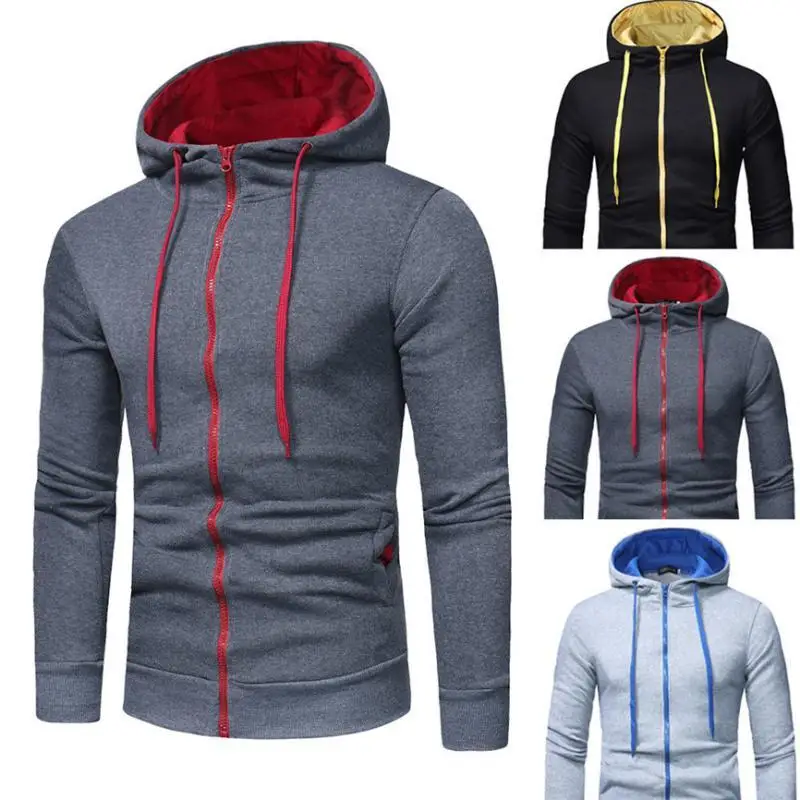 

Men Solid Hoodie Patchwork Hoodies Mens Diagonal Zipper Jacket Hiphop Sweatshirts Men Hoody Harujuku Clothes Streetwear