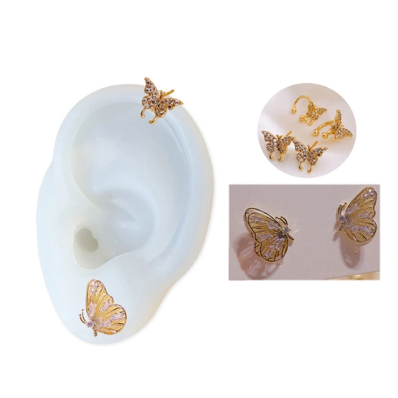 

1 Pair Handmade Human Ear Model Resin Casting Mold Silicone Flexible Earmold Ear Displays Mould for Acupuncture Jewelry