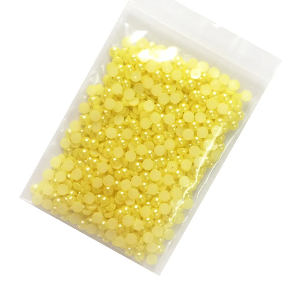 Полукруглые жемчужины 5 мм желтого цвета искусственный кабошон Купольные