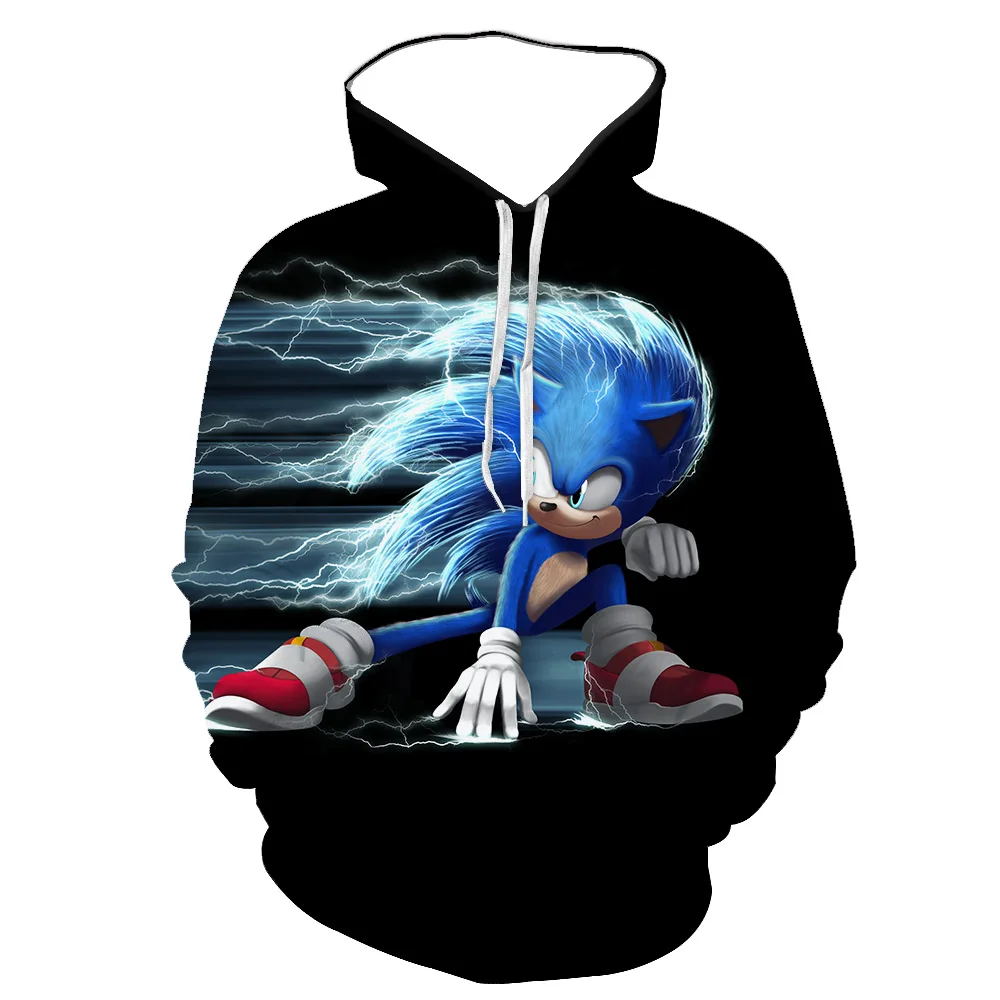 

3D Printing Spring And Autumn Cartoon Ultrasonic Men's Hoodie Fashion Anime Blue Hedgehog Comfortable Parent-Child Sweatshirt