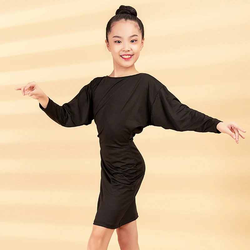 Платье для латинских танцев с рукавами летучая мышь платье открытой спиной