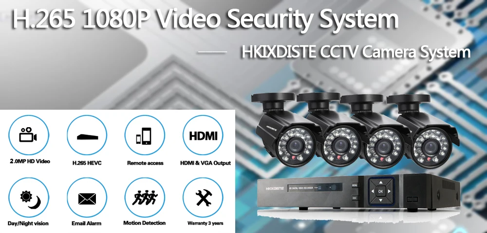 4CH система видеонаблюдения 1080P HDMI выход Видеонаблюдение DVR комплект с 4 шт 1080P домашняя камера видеонаблюдения системы безопасности 2.0MP AHD камера