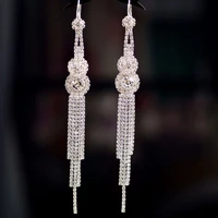 korean temperament long bridal rhinestone tassel earrings exaggerated personality earrings pierced earrings