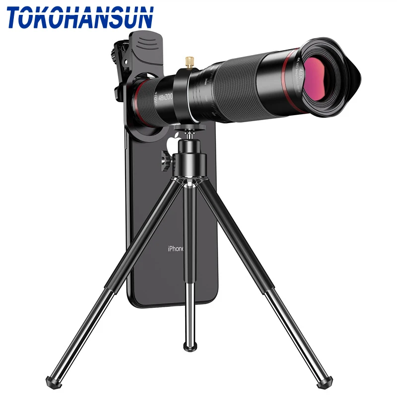 TOKOHANSUN-lente telescópica Monocular para teléfono móvil, lente de zoom astronómico, trípode extensible...
