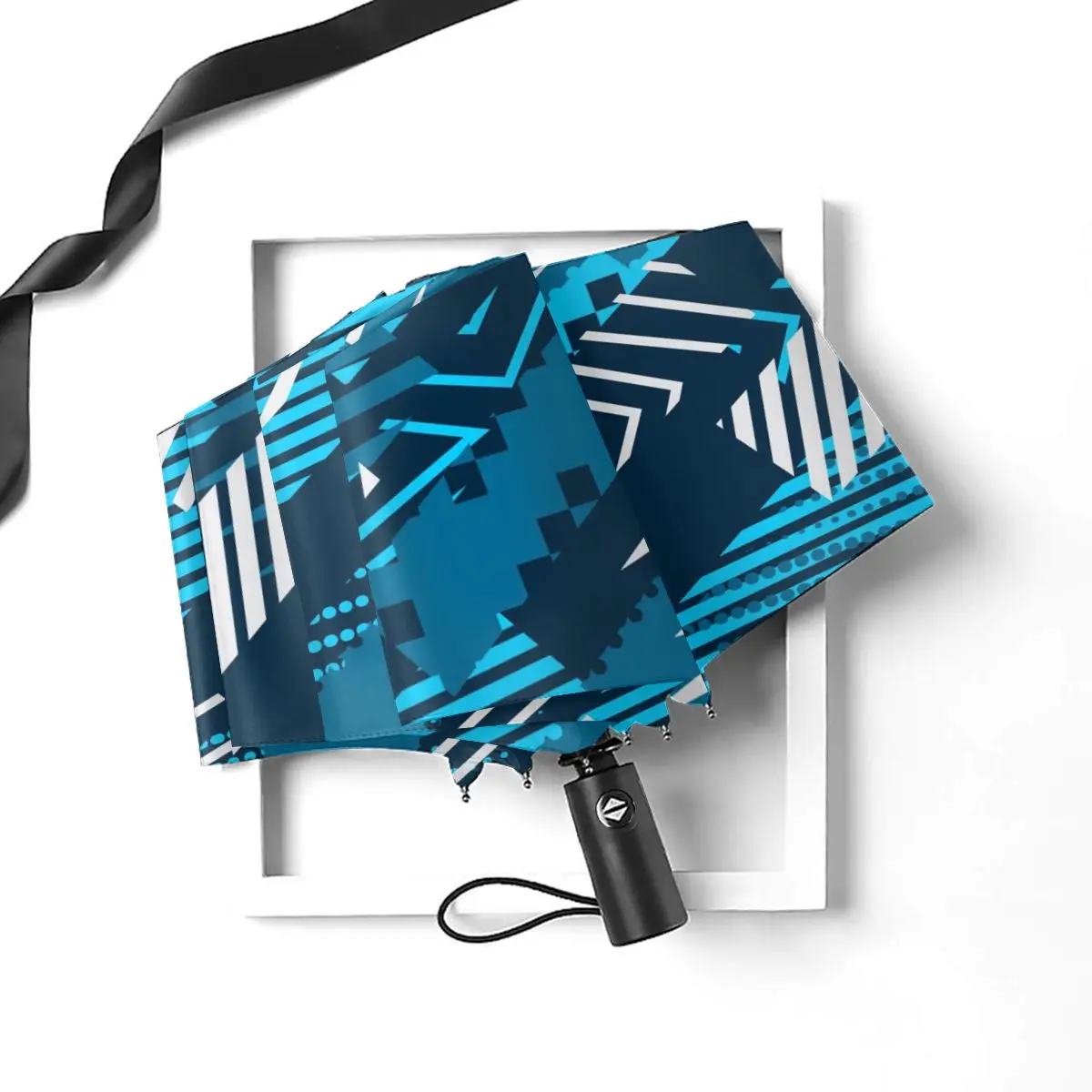 Comprare Ombrello Soleggiato Modello Di Arte Astratta Pieghevole Automatico Portatile Uomo Donna Ombrello Protezione Solare Pioggia Antivento Ombrellone Da Spiaggia