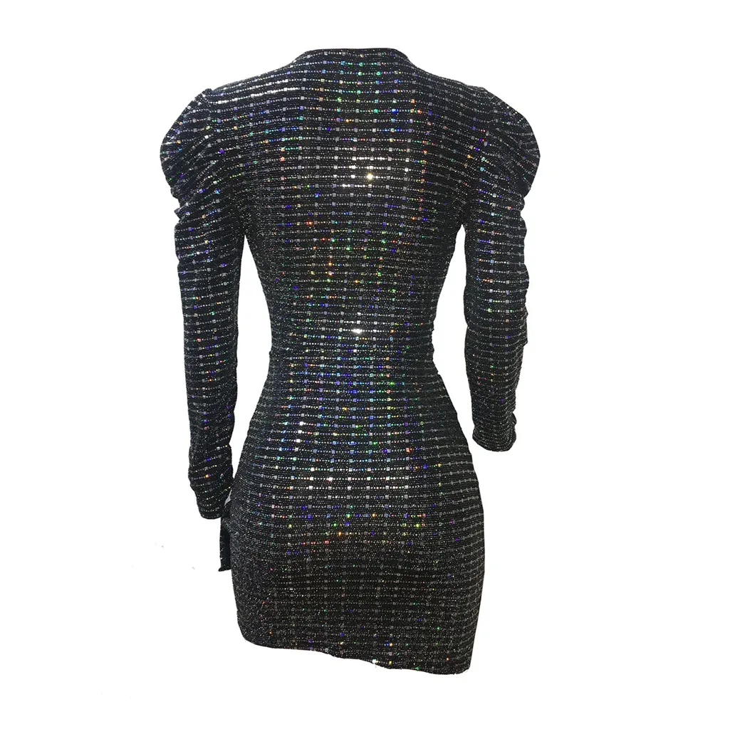 Женское повседневное свободное платье Falbala с длинным рукавом глубокий v-образный