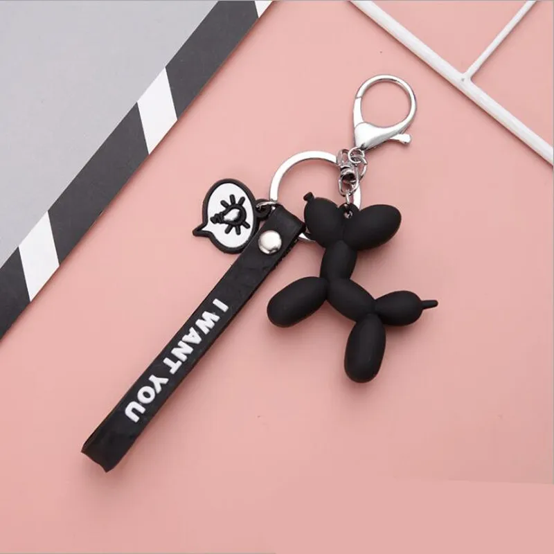 

New Fashion Stereo Cute Balloon Dog Keychain Key ring Creative Cartoon Mobile Phone Bag Car Pendant Fun Keychain