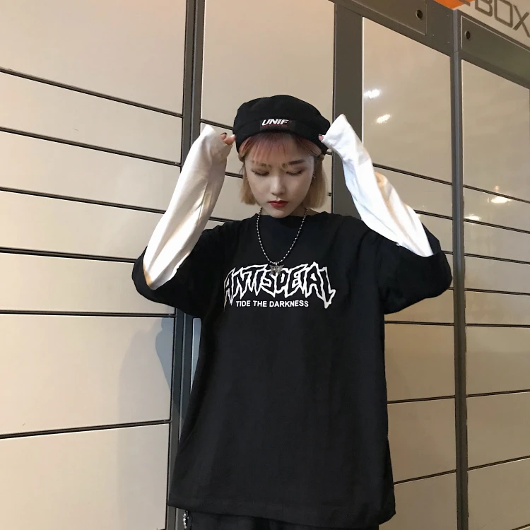 Черно-белая футболка в стиле хип-хоп для мужчин и женщин принт с надписью