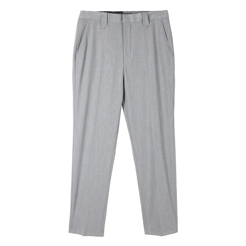 

Slim Suit Korean Pants Men's Simplicity Straight Business Dress Pants Spring Summer Ankle Length Casual Trousers Black Gray 42