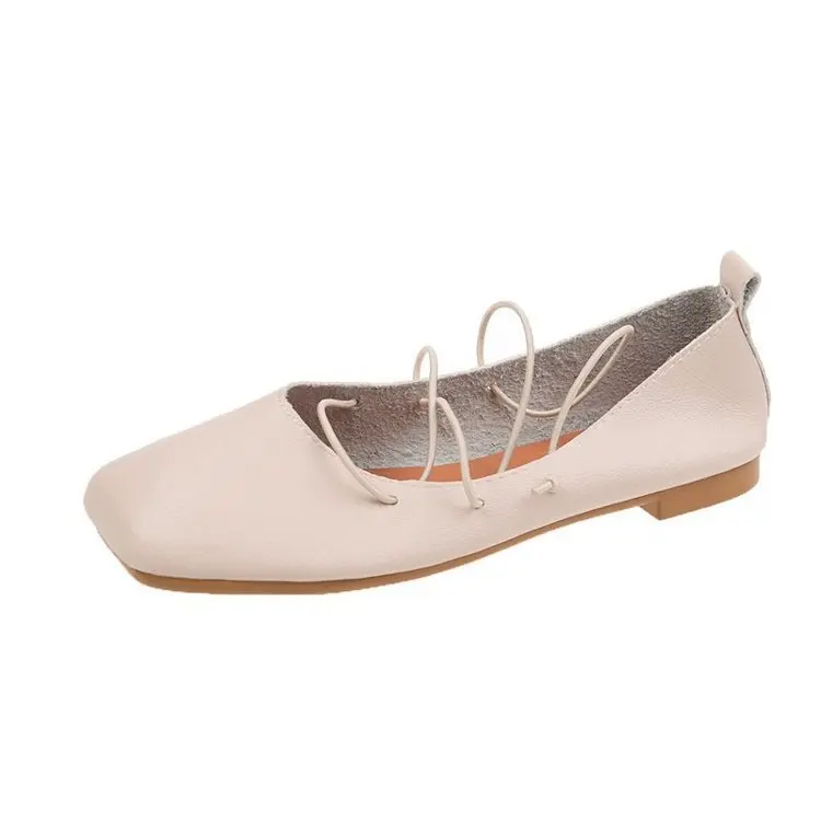 

Square Toe Shoes Woman Flats Casual Female Sneakers Shallow Mouth Soft Elegant Loafers With Fur Dress Retro Summer New Moccasin