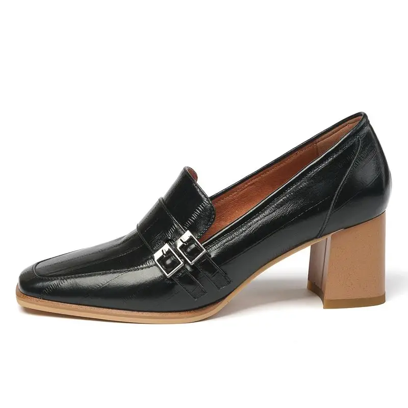 

ALLBITEFO new arrive genuine leather thick heels office ladies shoes brand high heels party women shoes autumn women heels