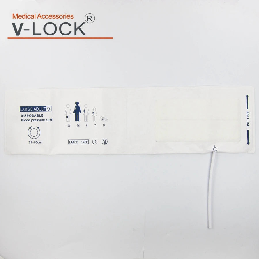 

Disposable Large adult arm blood pressure cuff without bladder with one tube and Non woven fabric compsited PVC fabric