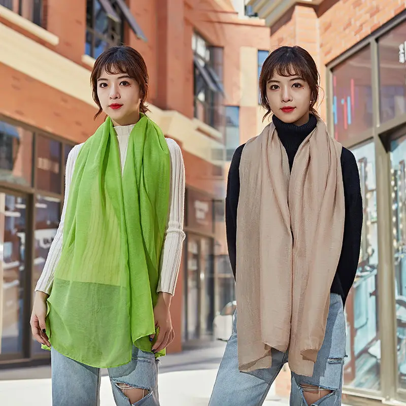 Хлопковые и льняные шарфы однотонная накидка шаль роскошный брендовый