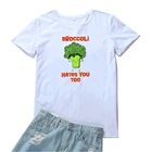 Брокколи ненавидит вас слишком Для женщин футболка Забавный овощ Персонификация Графика топы футболки Для женщин белый Повседневное Camisetas Mujer