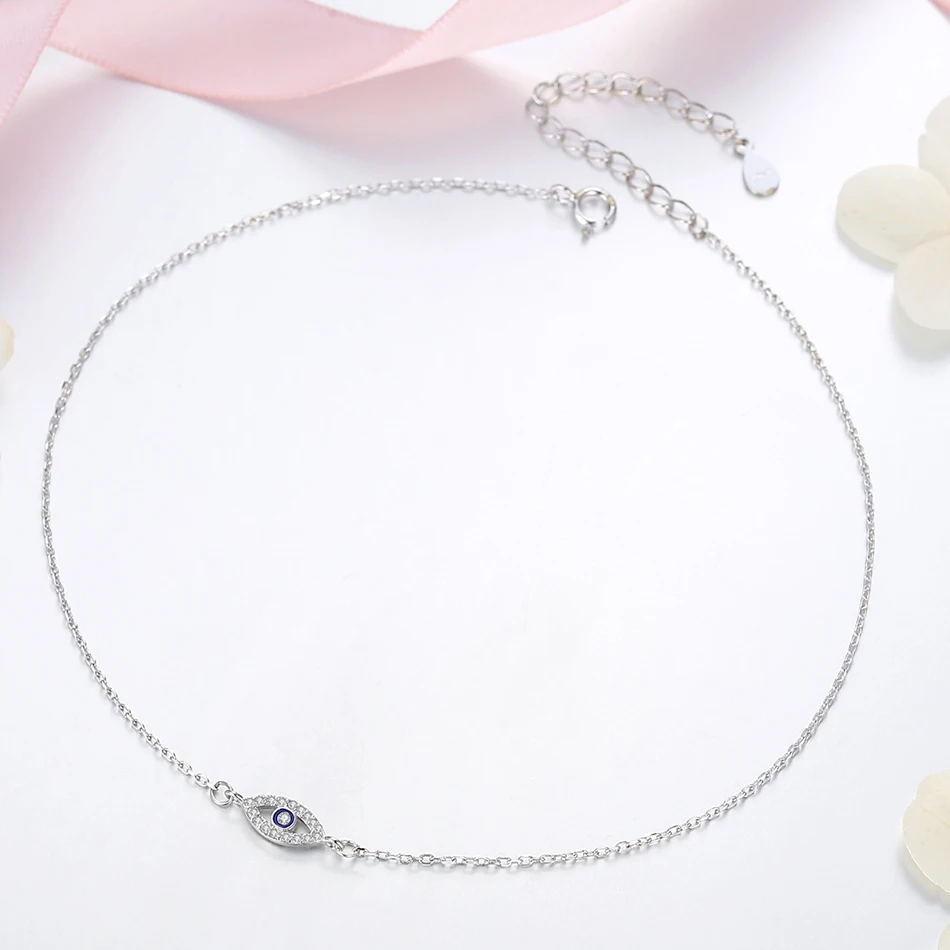 Children Necklace 925 Sterling Silver Blue Clear CZ Crystal Lucky Eye for Girls Kids Birthday Gift 2019 Genuine Jewelry | Украшения и