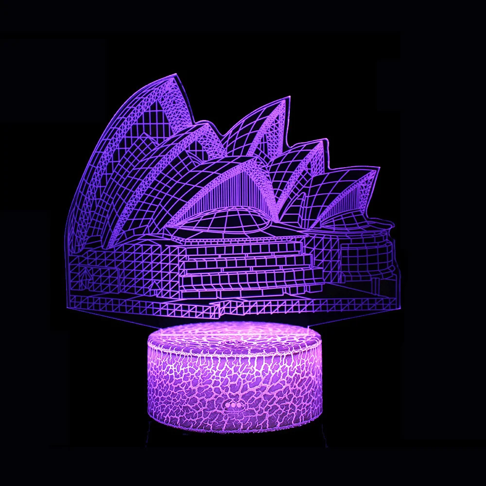 

Светодиодный оптический светильник, 16 цветов, 3D иллюзионная лампа, строительная серия, визуальная Ночная лампа, светильник лампа для детско...