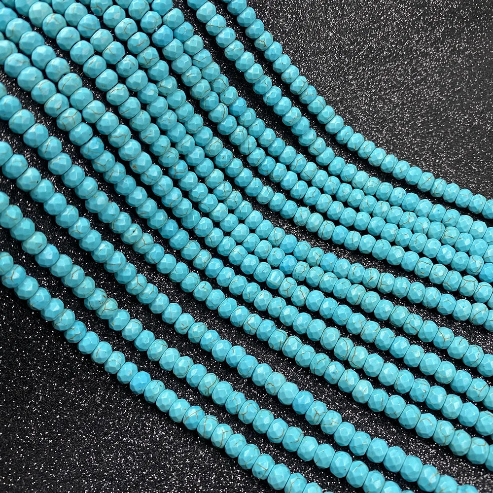 

88pcs Faceted Beads Natural Stone Beads Abacus Shape Blue Turquoises Beads for Jewelry Making DIY Bracelet Necklace Accessories
