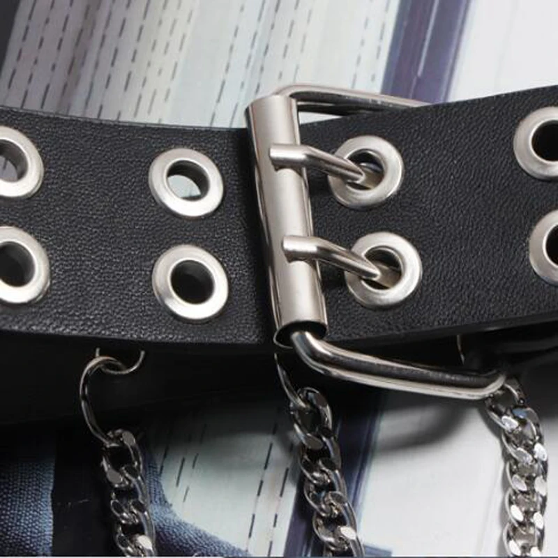 

New Fashion Women Wide Leather belt Metal Buckle Waist Belt Bondage Sexy Harness Gothic Femme Holographic Straps Female Belt