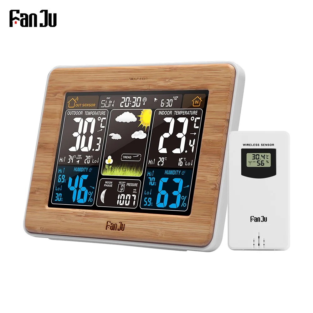 

FanJu FJ3365 Indoor/Outdoor Wireless Thermometer Hygrometer Professional Electronic Temperature Humidity Meter Weather Station