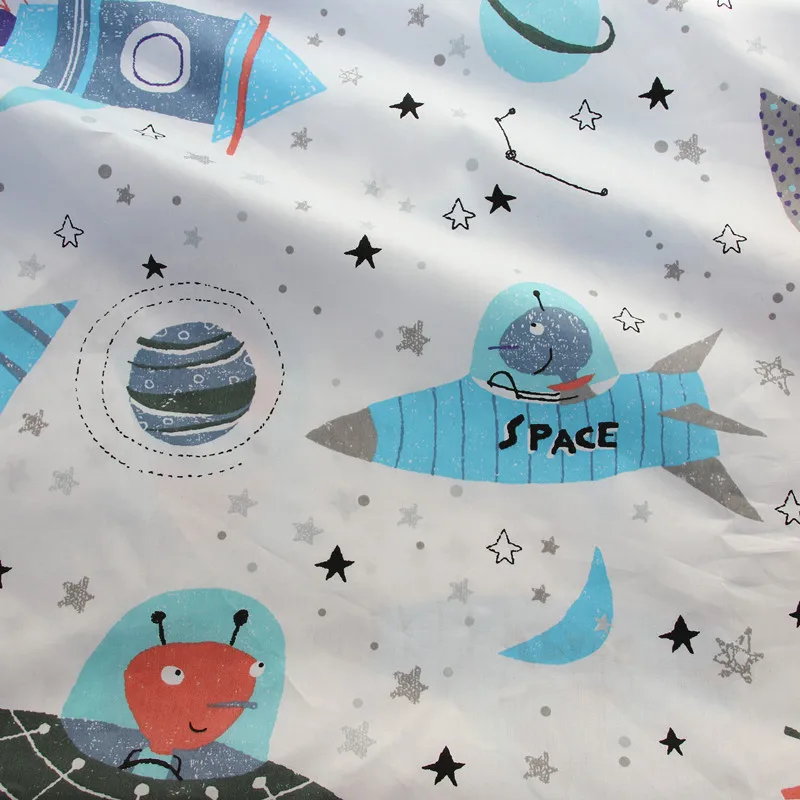Космический корабль печатных 100% хлопок ткань для изготовления платьев подушки