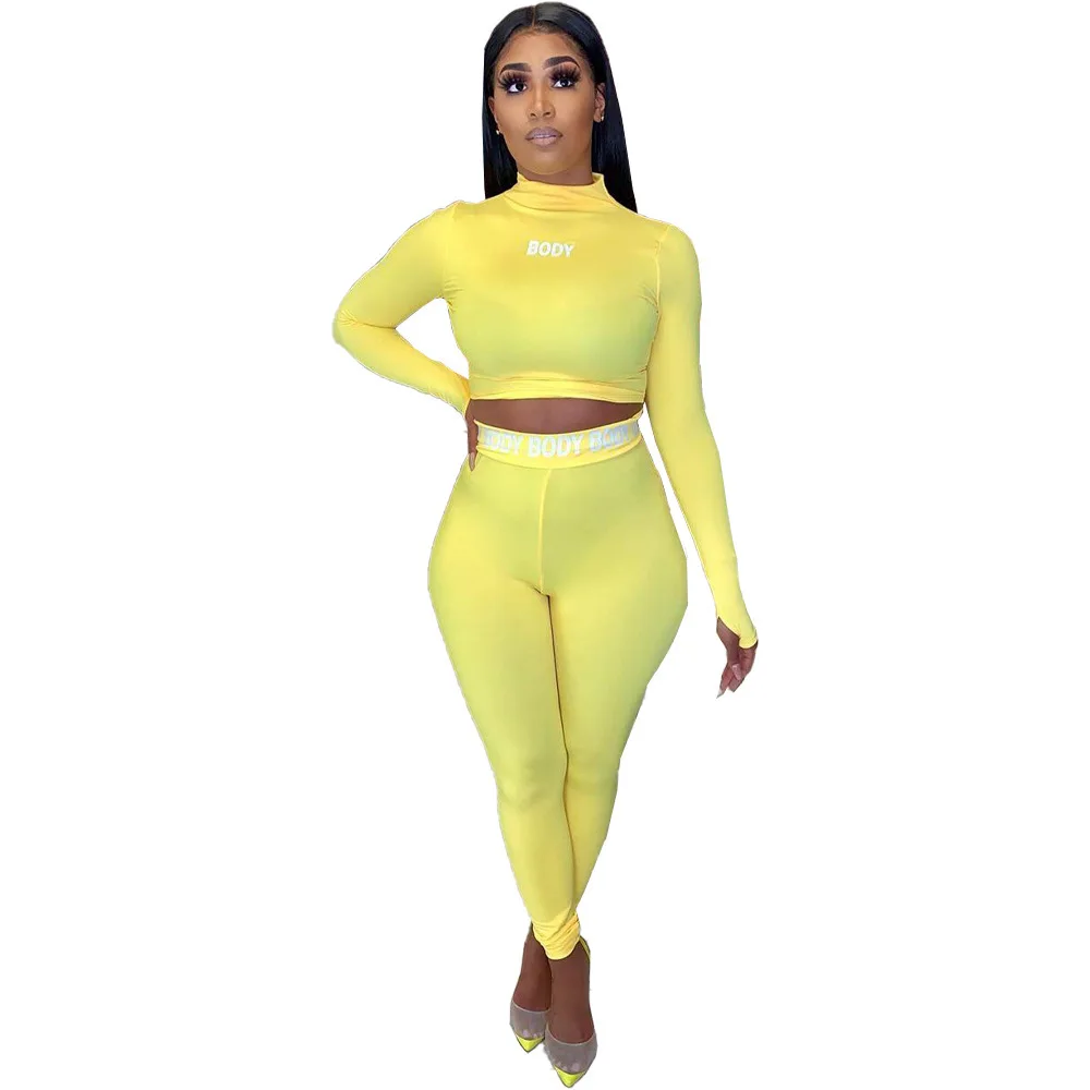

Oluolin Women Two Piece Set Casual Solid Long Sleeve Crop Tops And Pants Set Tracksuit Bodycon Outfits Tracksuit Matching Set