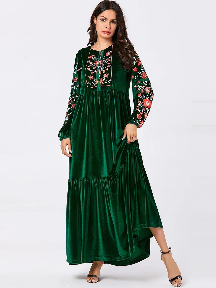 Мусульманское платье мусульманского стиля женское элегантное вельветовое