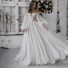 Новое поступление, милое прозрачное 34 Пышное сексуальное платье из тюля с открытыми плечами, свадебное платье