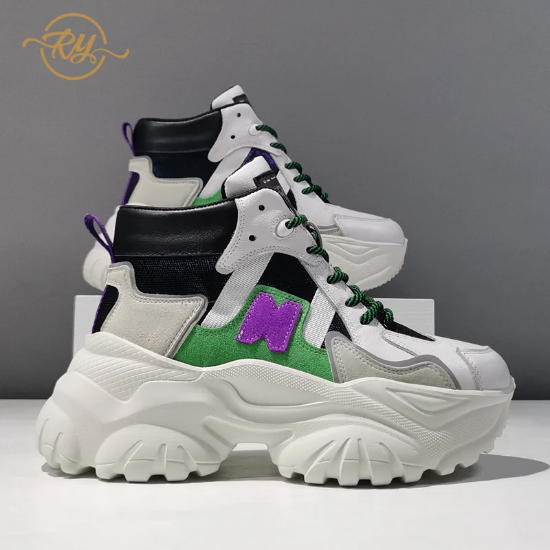 

RY-RELAA European women's shoes Genuine Leather platform sneakers 2021 New autumn women sneakers INS chunky sneakers tide