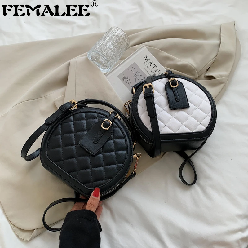 

Fashion Quilted Small Round Bag New Retro Mini Shoulder Bags for Woman Luxury Purse High Quality Designer Brand Crossbody Bag