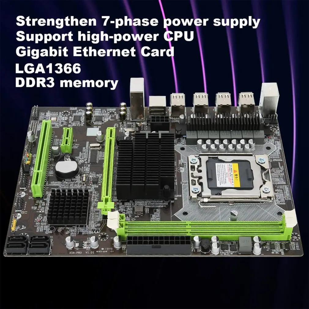 2021 new main board x58 pro large board ddr3 supports a card n card desktop computer main board gigabit network card free global shipping