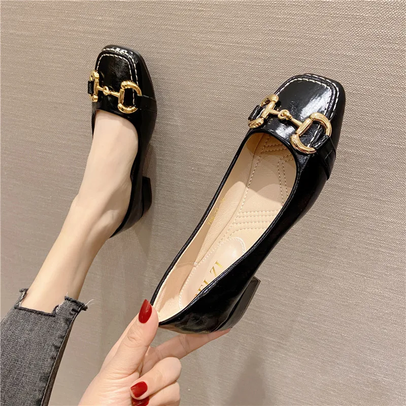 

2021 новые летние низкой подошве и толстом каблуке с закрытым носком; Туфли с квадратным носком; Женская обувь на толстой подошве; Туфли на выс...