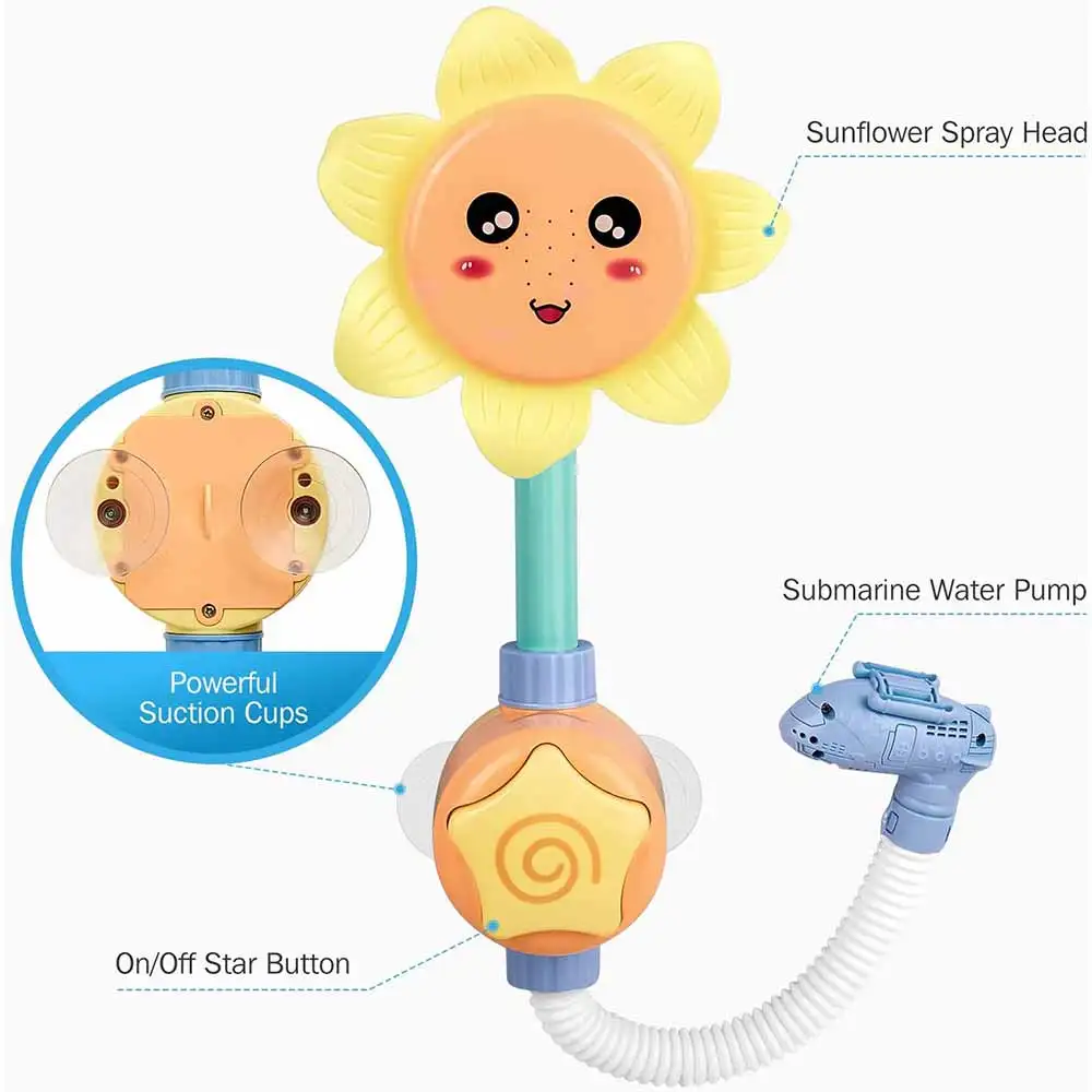 

Colorful Kids Baby Bath Toys Sunflower Shaped Faucet Spray Water Toy Children Plastic Spout Water Game Swimming Bathroom Toys