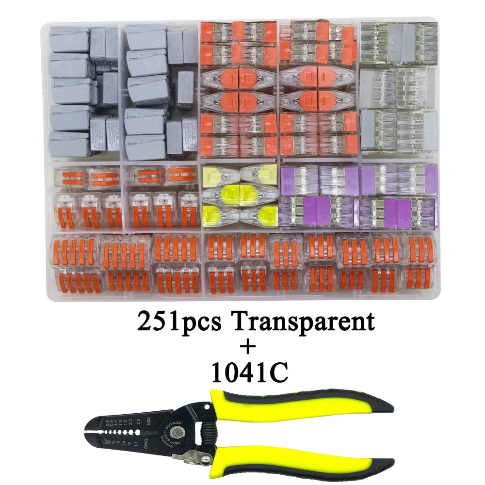251pcs and 1041C Соединитель провода CH 240 шт./кор. Универсальный Компактный клеммный блок провод освещения разъем для 7 комнат смешанный быстрый разъем - Цвет: 251pcs and 1041C