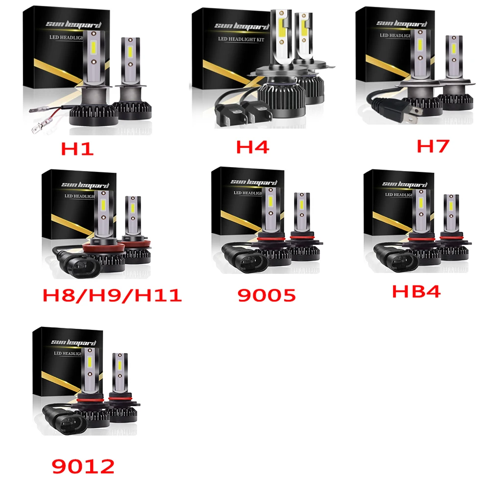 2шт H7 светодиодный налобный фонарь 12000LM H1 H4 фары H8 H9 H11 9005 9006 9012 Высокий/Низкий Hi/Lo