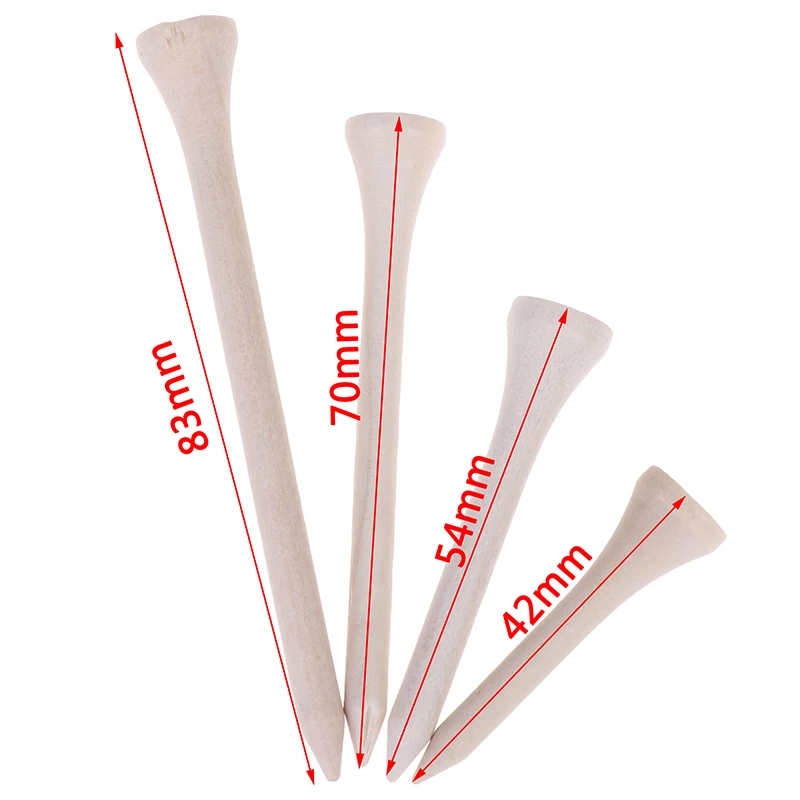 

100pcs/pack Tees Golf Tees 4.2cm/5.4cm/7.0m/8.3cm Wooden Golf Tees High Quality Golf Wood Tees