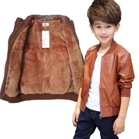 kids jacket for boys children winter coat warm baby boy jeack leather outwear plus velvet black studen coat ins trendy clothing