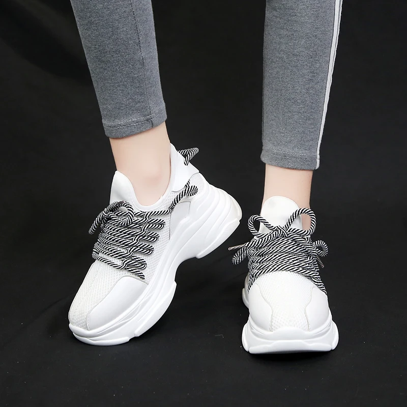 

Fashion For Lady walking Shoes Thick Bottom Lace-up Casual Single Women's Shoes Mesh Breathable Sneakers Zapatos De Mujer U17-79