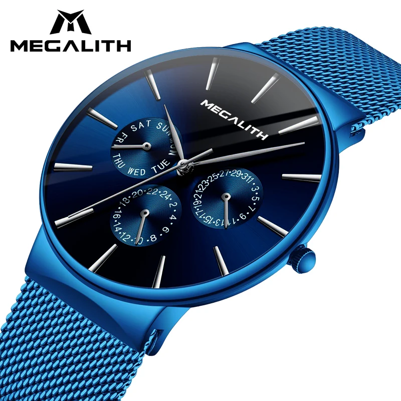 Часы наручные MEGALITH Мужские кварцевые Спортивные Повседневные брендовые