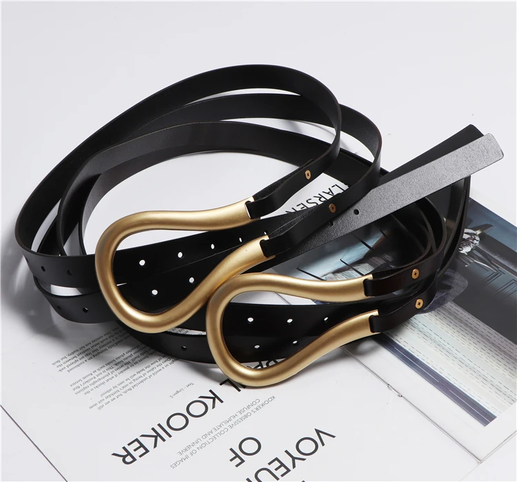 

European High End Cow Leather Waist Belt Women Metal vachette clasp Self-tie Genuine Leather Waistband Coat Dress Waistband Belt