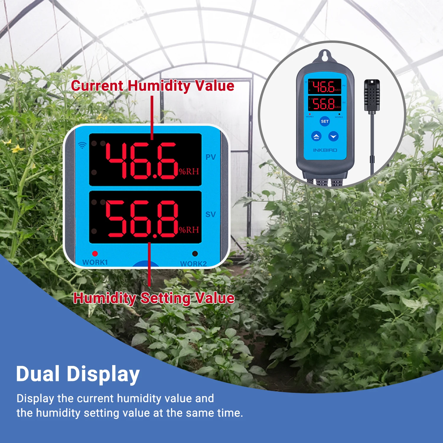 

Inkbird IHC-200 WiFi Pre-Wired DigitalHumidity Controller Moisture Regulator Tool Humidistat Dehumidistat Smart Home Free App