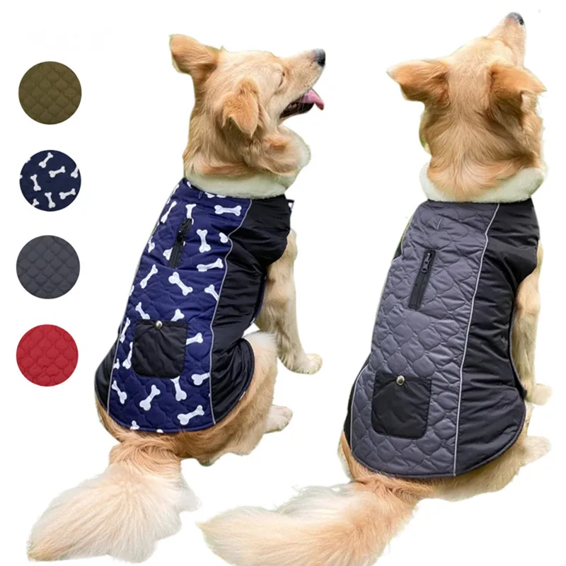 

Waterproof Dog Clothes Warm Reversible Dog Jacket Winter Reflective Dog Coat For Small Medium Large Dog Adjustable Pet Clothes