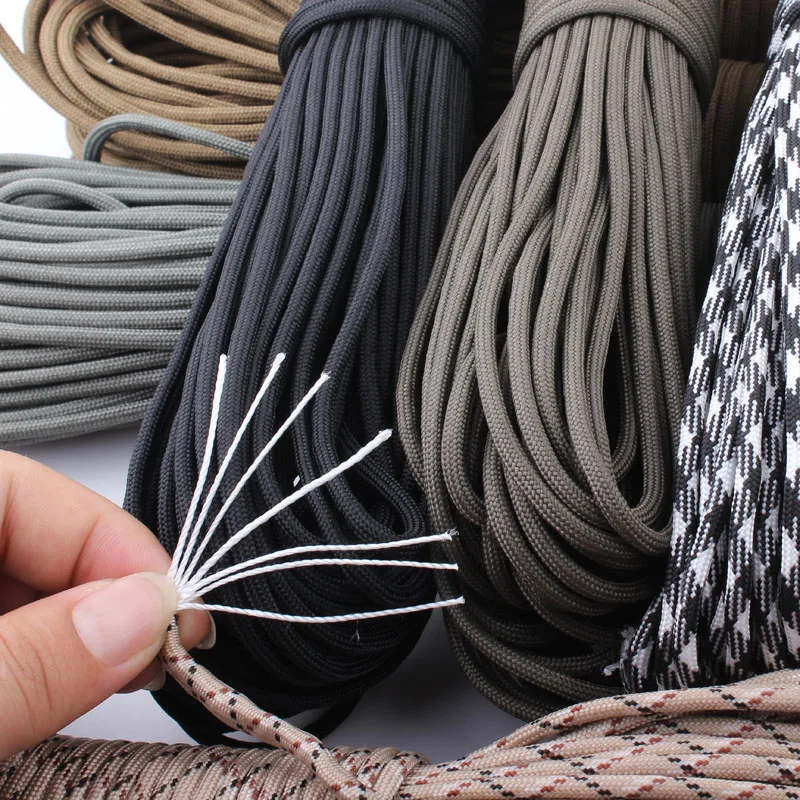 

550 Paracord Parachute Cord Lanyard Tent Rope Mil Spec Type III 7 Strand 100FT Paracord For Hiking Camping 200 Colors