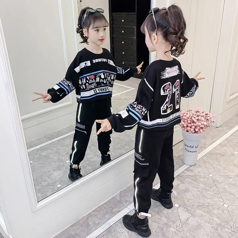 

Детский спортивный костюм из двух предметов, пуловер с круглым вырезом и леггинсы для девочек 12 лет