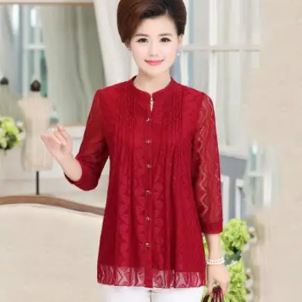 Кружевная женская блузка новинка весны 2020 Женский Топ для среднего возраста