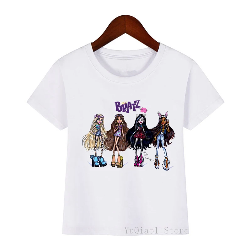 

Vogue Bratz t shirt harajuku kawaii girl t-shirt summer top children streetwear kids funny tshirt white tee camisetas lovely T