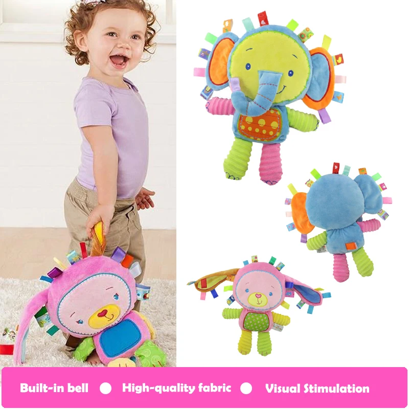 

Cartoon Baby Plush Rattles Toys Appease Doll Infant Hand Bells Elephant/Monkey/Rabbit Animal Soft Cotton Infant Educational Toys